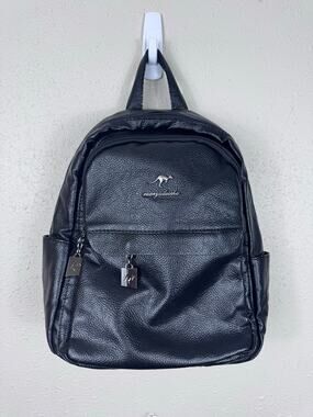 Black Faux Leather Backpack